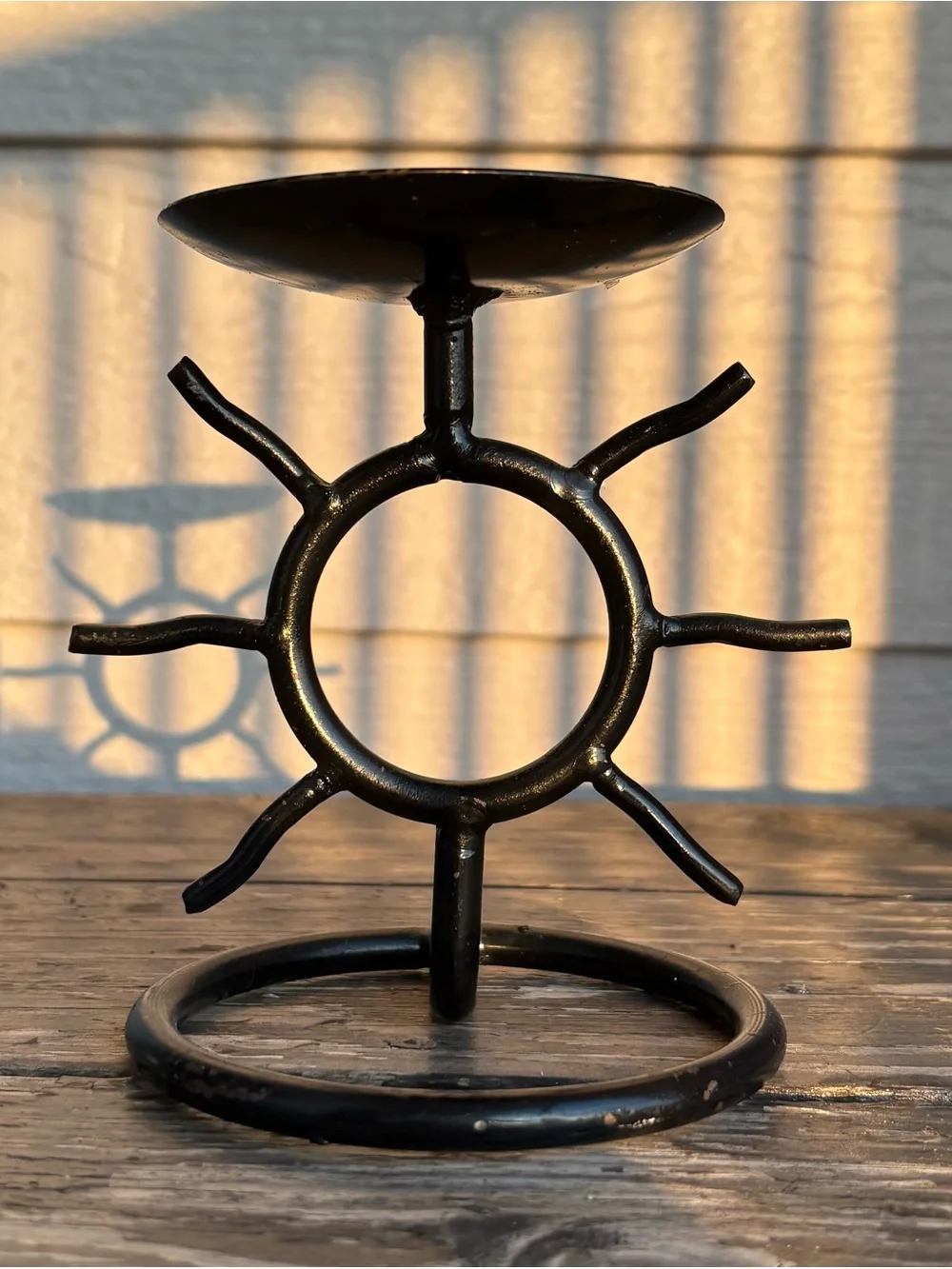 Metal Sunburst Black Candle Holder - Home Accents